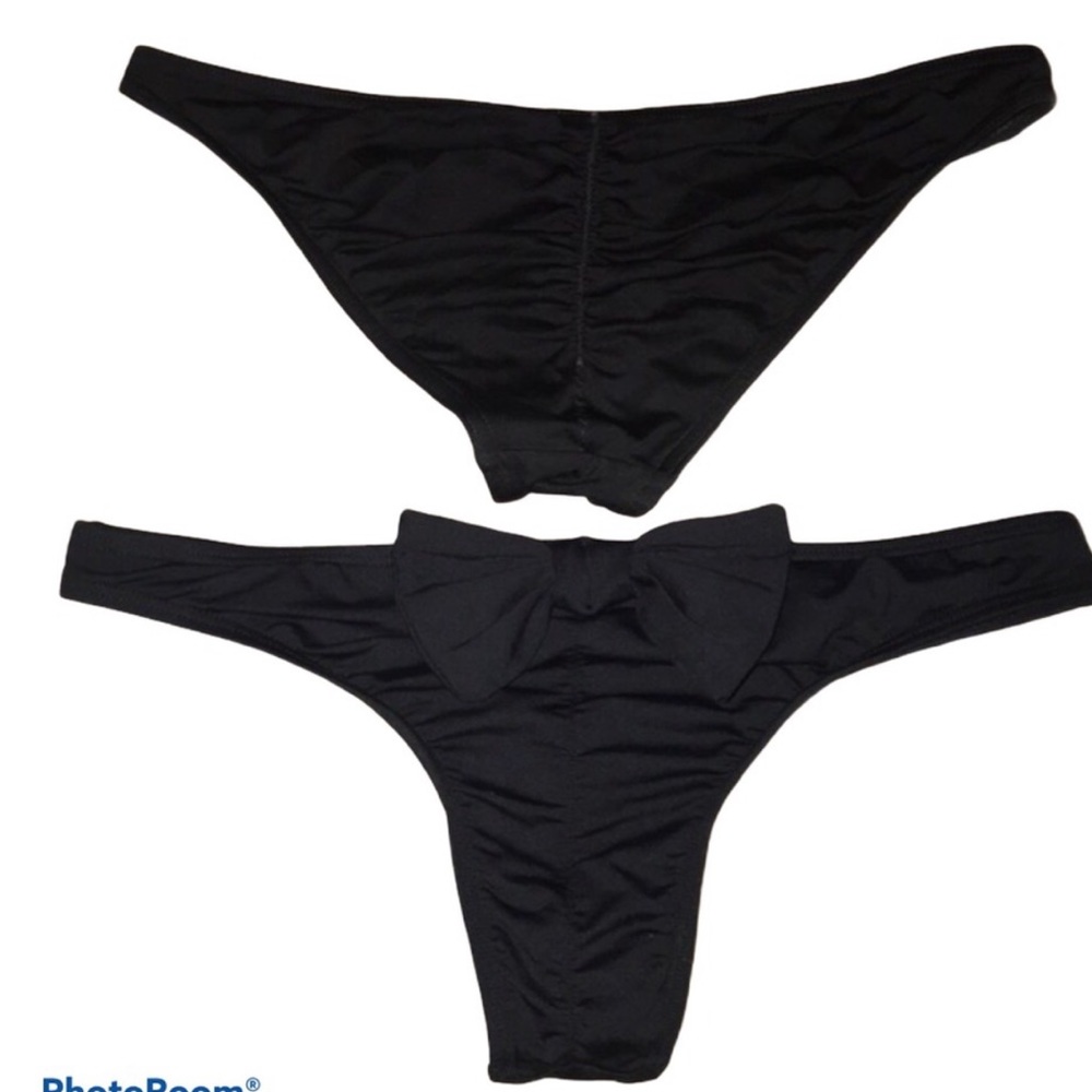 L SPACE black bitsy cut bikini bottom with bow